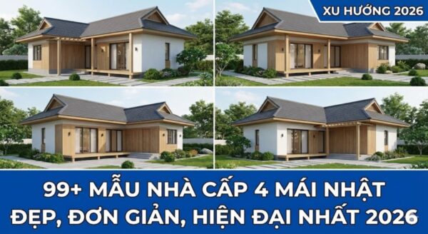 99+ mẫu nhà cấp 4 mái Nhật đẹp, đơn giản, hiện đại nhất 2026