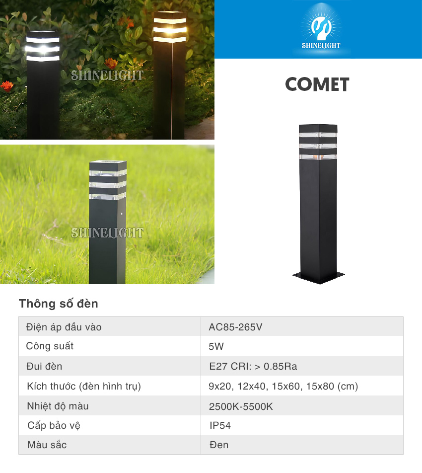 Đèn nấm Comet vuông 6 den nam comet vuong 9
