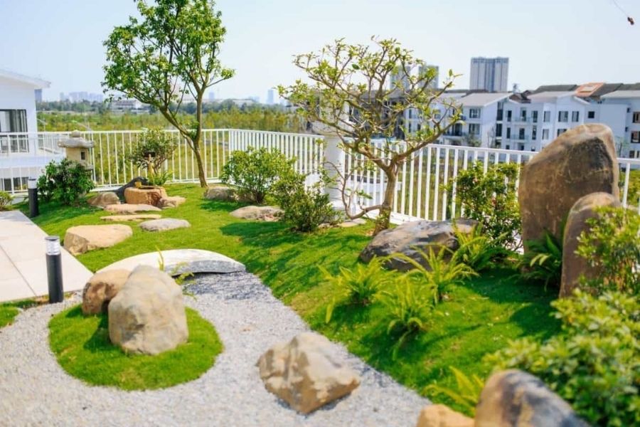 Những nguyên tắc thiết kế tiểu cảnh sân vườn hợp phong thủy thu hút tài lộc giúp gia chủ đại cát đại lợi 5 tieu canh mini cho san thuong